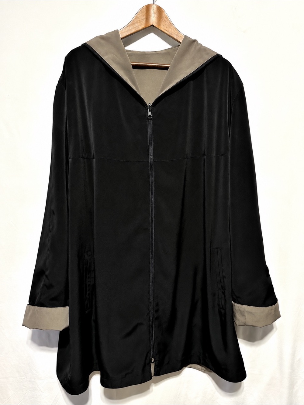 SEQUENCE IMAGE Reversible Black Taupe Hooded Coat Jacket Plus Size 24.5